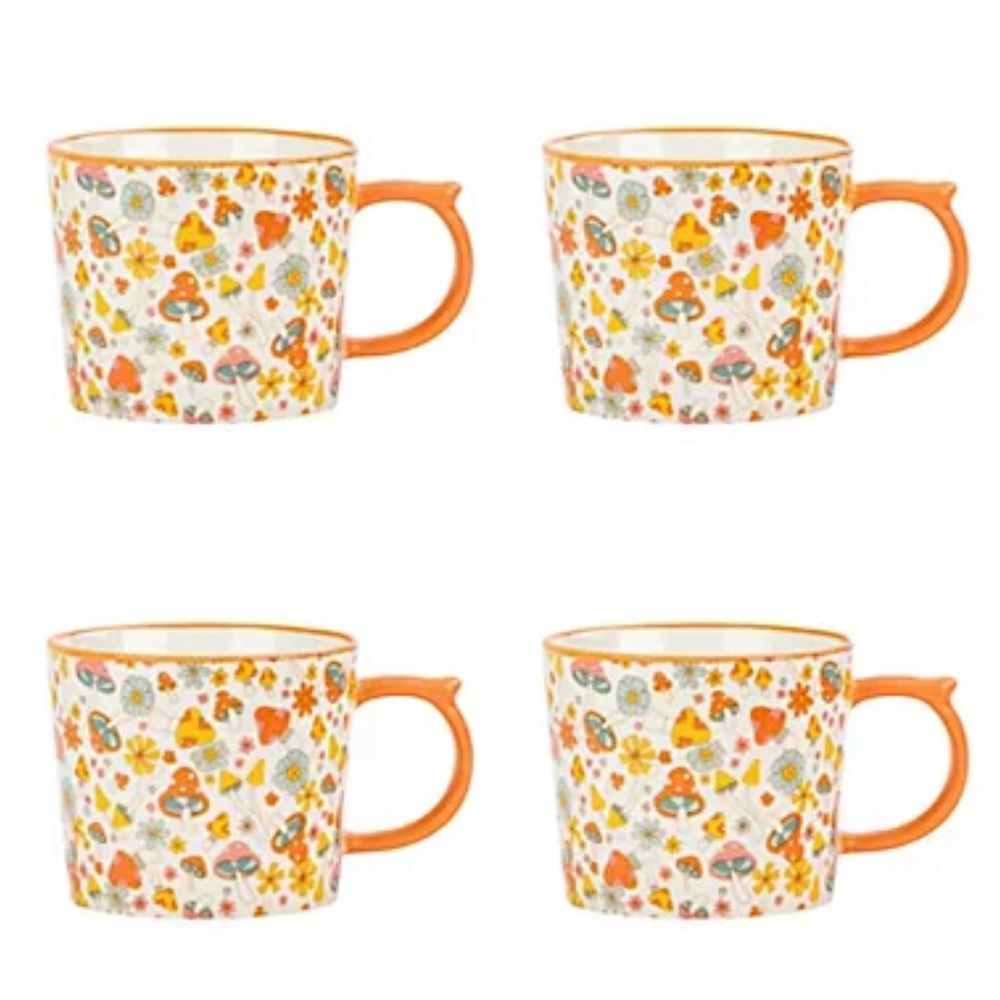 Set of 2 Madison 10 Strawberry Street Mushroom print mugs new! 18oz ceramic - Picture 6 of 7